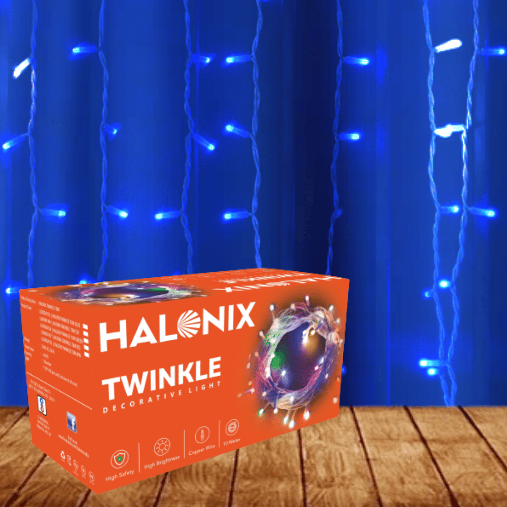 Halonix Twinkle 10M Blue 46 LED Decorative String Light | Diwali Light | Fairy Light | Festival Light | Curtain Light for Decoration | Perfect led Light for Diwali, Christmas, and Other Occasions, Pack of 1