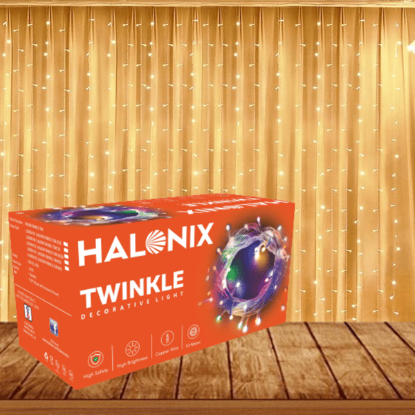 Halonix Twinkle 10M Yellow 46 LED Decorative String Light | Diwali Light | Fairy Light | Festival Light | Curtain Light for Decoration | Perfect led Light for Diwali, Christmas, and Other Occasions