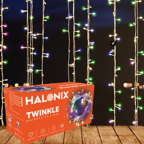 Halonix Twinkle 10M Multicolor 46 LED Decorative String Light | Diwali Light | Fairy Light | Festival Light | Curtain Light for Decoration | Perfect led Light for Diwali, Christmas, and Other Occasions