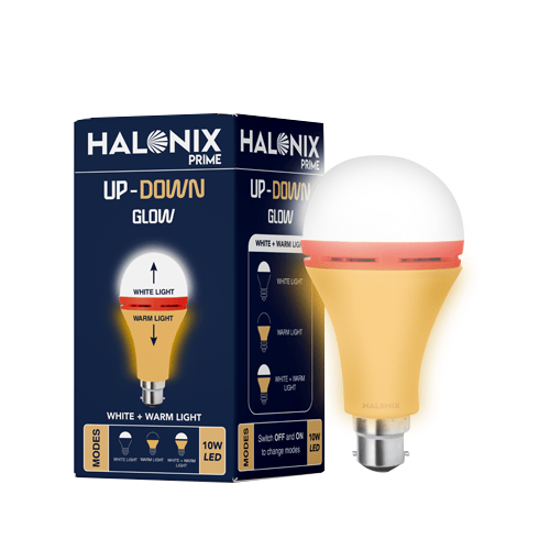 Halonix 10W Up Down Glow Yellow & White 3 modes led bulb | Switch On-Switch Off to change led bulb color | Decorative led bulb |