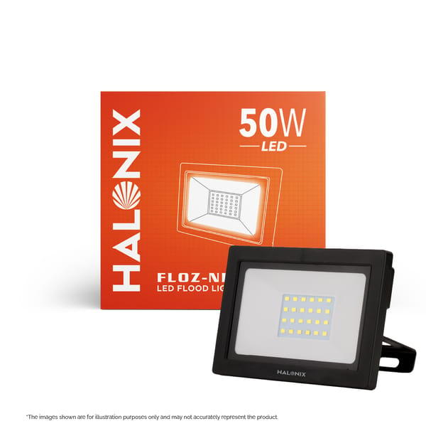 Halonix 50W Led Outdoor Flood Light Waterproof - IP66 Led Lights with 120° Wide Beam | Halogen Light, Focus Light for Garage, Parking,Shop -(Cool White)-Pack of 1| Short circuit & surge protection.