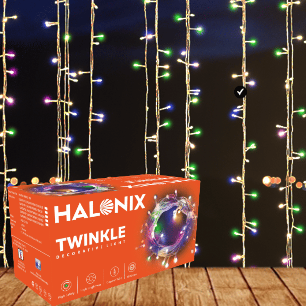 Halonix Twinkle 10M Multicolor 46 LED Decorative String Light | Diwali Light | Fairy Light | Festival Light | Curtain Light for Decoration | Perfect led Light for Diwali, Christmas, and Other Occasions